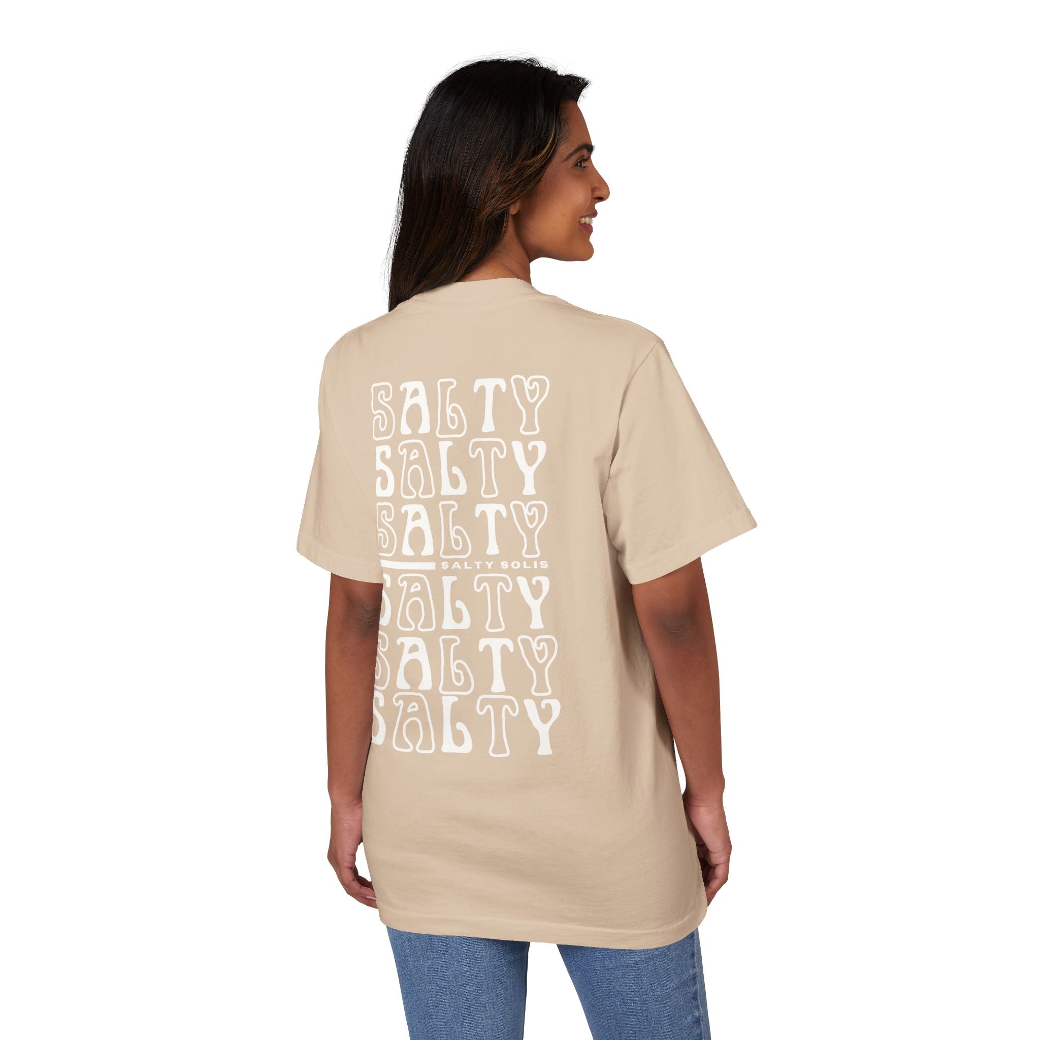 Salty Solis Graphic T-Shirt - Retro Repeat White Logo Tee