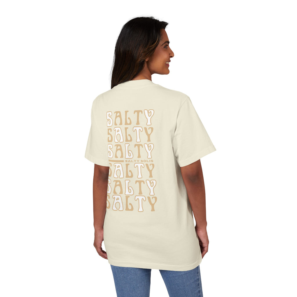Salty Solis T-Shirt - Retro Repeat Beige Logo Tee