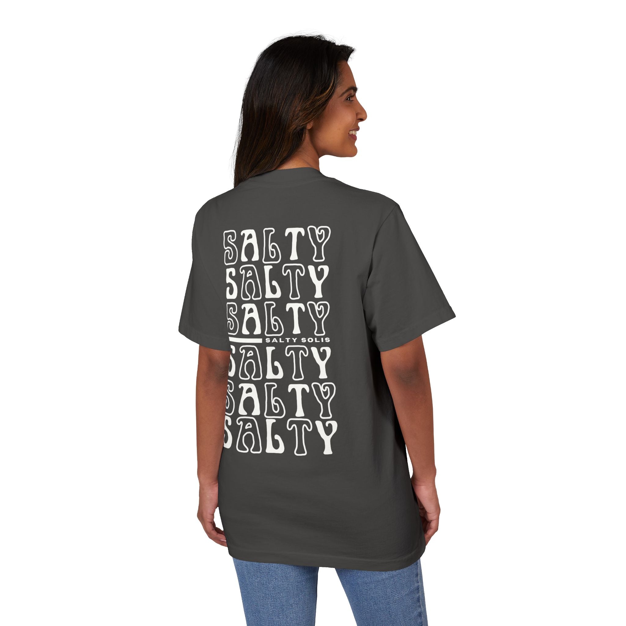 Salty Solis Graphic T-Shirt - Retro Repeat White Logo Tee