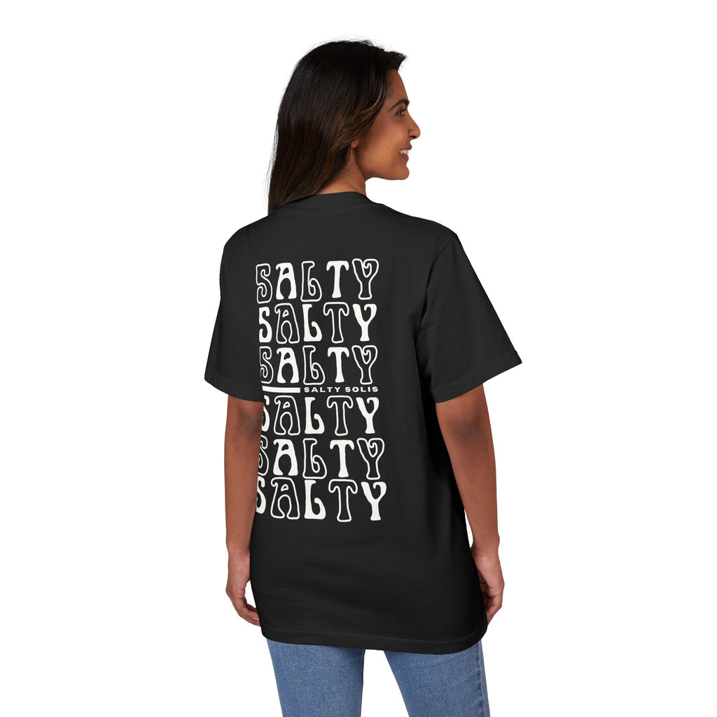 Salty Solis Graphic T-Shirt - Retro Repeat White Logo Tee
