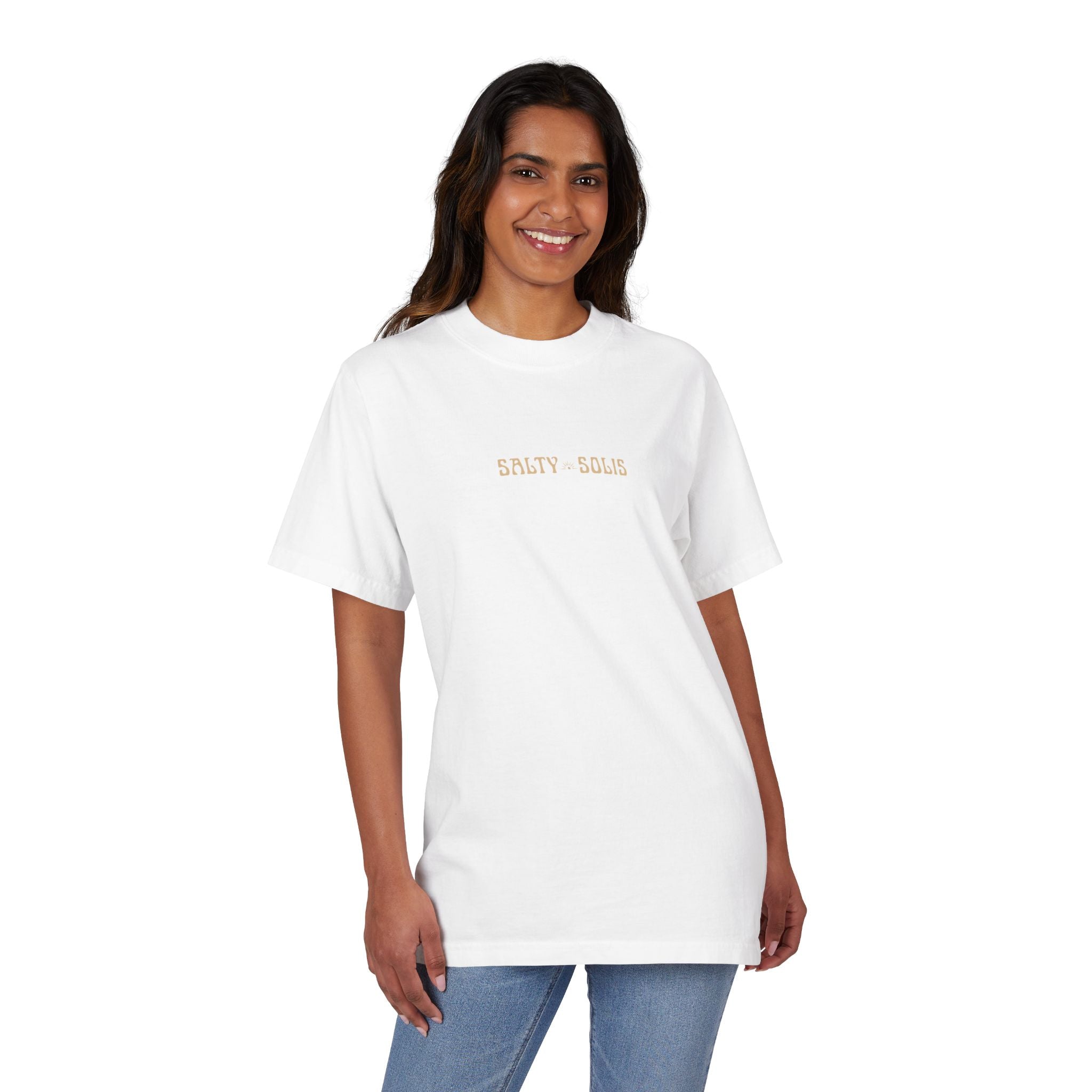 Salty Solis T-Shirt - Retro Repeat Beige Logo Tee