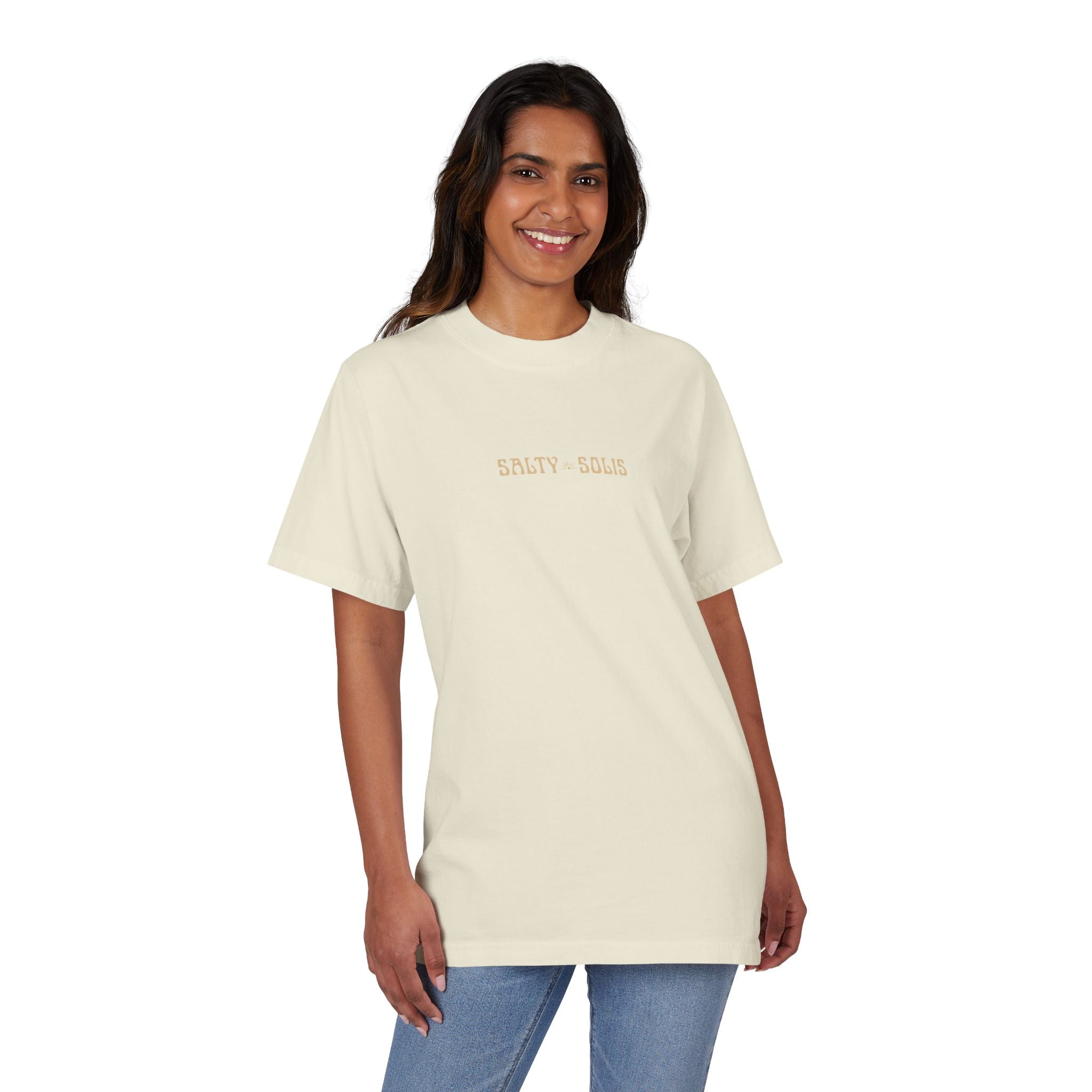 Salty Solis T-Shirt - Retro Repeat Beige Logo Tee