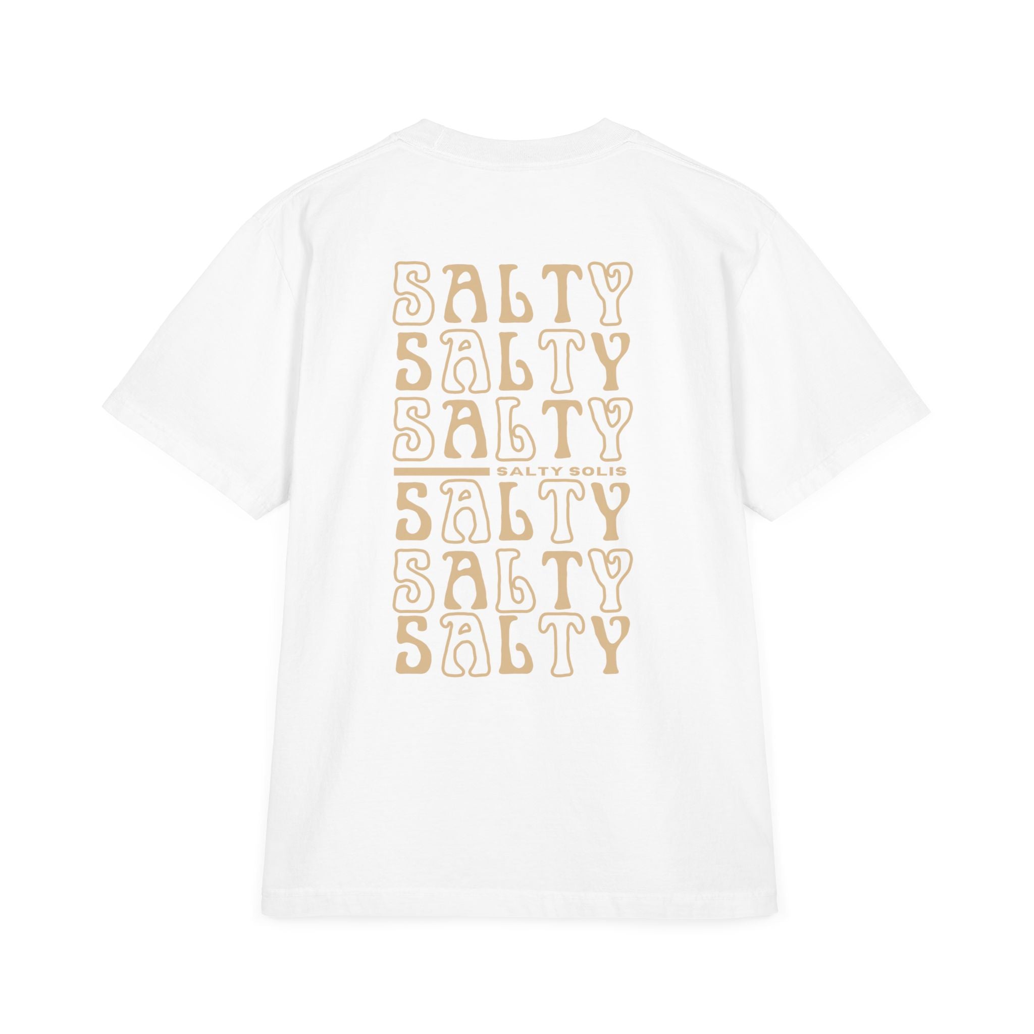 Salty Solis T-Shirt - Retro Repeat Beige Logo Tee