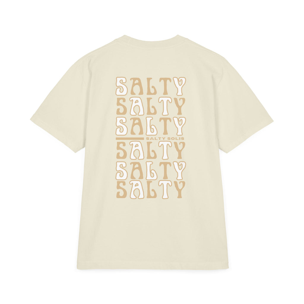 Salty Solis T-Shirt - Retro Repeat Beige Logo Tee