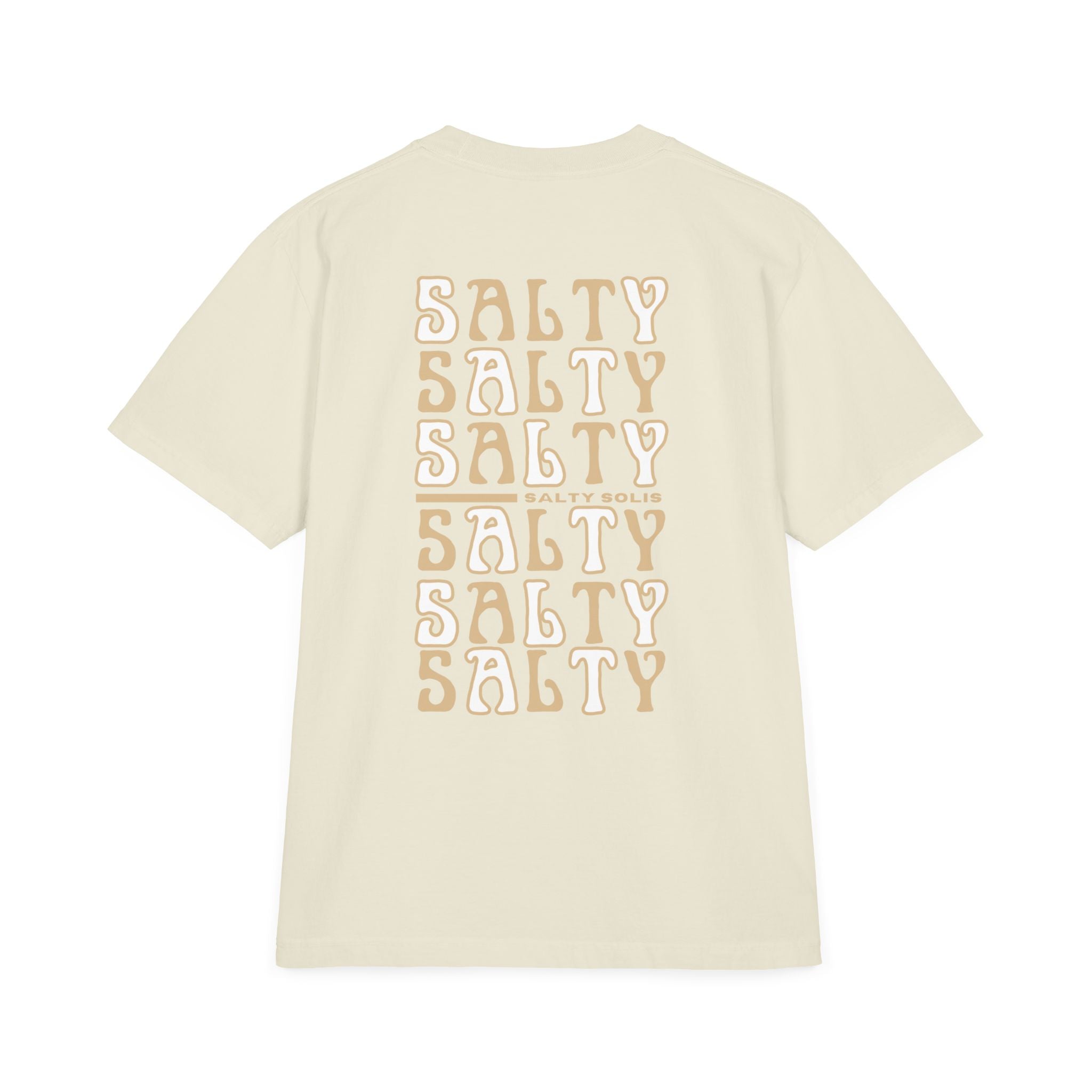 Salty Solis T-Shirt - Retro Repeat Beige Logo Tee